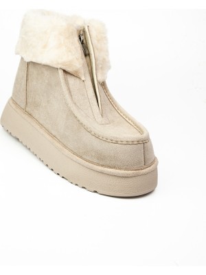 Babalı 1539 Gri Süet Kalın Taban Kadın Bot