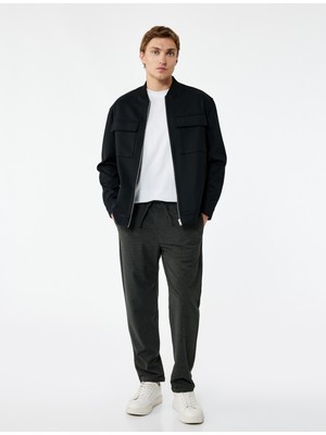 Koton Viskon Karışımlı Cep Detaylı Dokulu Beli Bağcıklı Pantolon