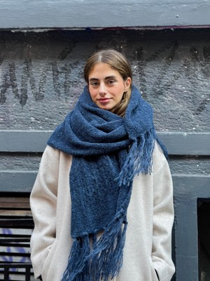 Retrobird Büyük Boy Soft Örgü Atkı Kadın Lacivert