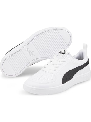 Puma Rickie Jr Çocuk Ayakkabı Beyaz-Siyah Düz Tabanlı Ergonomik Tasarım ile Konforlu Kullanım