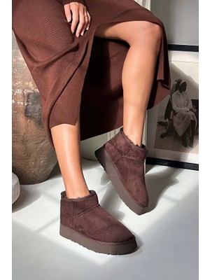Burak Alday Shoes Mini Süet Içi Kürklü Kalın Taban Kadın Bot