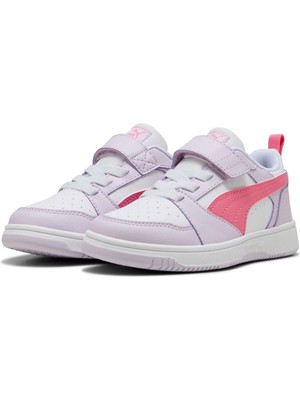 Puma Rebound V6 Lo Ac+ Ps-Lilac Frost-Magic Rose-White Çocuk Ayakkabı-Beyaz Lila