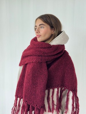 Retrobird Büyük Boy Soft Örgü Atkı Kadın Bordo