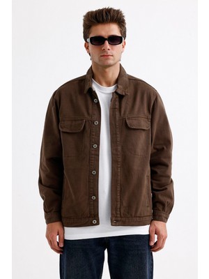 Denim Republic Erkek Kahverengi Kot Ceket Regular Kalıp