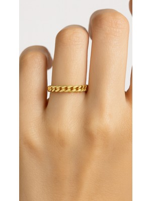 Kairos Jewelry 14 Ayar Altın Zincir Yüzük