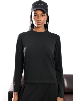 5in1Canpolat Siyah Uzun Kollu Basic Tişört 0182