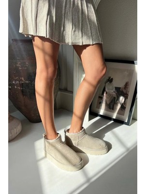 Burak Alday Shoes Mini Süet Içi Kürklü Kalın Taban Kadın Bot