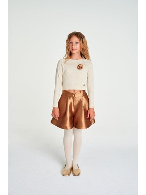 Lia Lea Bg Store Kız Çocuk Kahverengi Şort Oversize Kalıp ile Rahat Kullanım