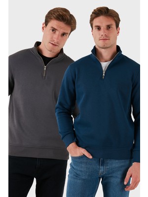 Buratti Pamuklu Regular Fit Dik Yaka 2'li Paket Sweat Erkek Sweat 59052592S2