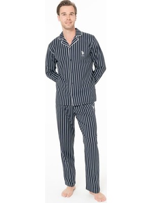 U.S. Polo Assn. Erkek Önden Düğmeli Uzun Kollu Pijama Takımı S26993 Cepli