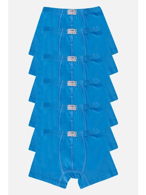 Arma Yıldız Erkek Çocuk Düz Pamuklu Likralı Mavi Boxer 6'lı Paket