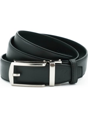 Tuna Nappa Deri 3 cm Siyah Erkek Kemer Klasik ve Şık Tasarım Deri KMR411