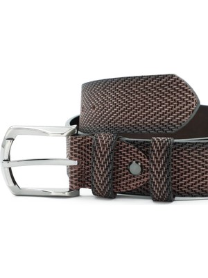 Nappa Hakiki Baskı Deri 4,00 cm Spor Erkek Kemer - Tuna KMR121