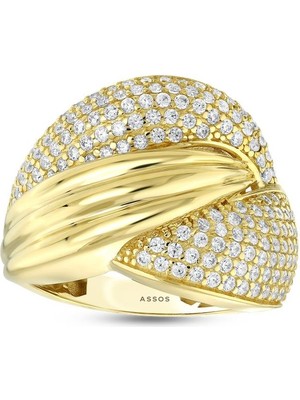 Assos Pırlanta Taşlı Tasarım Altın Yüzük - 14K