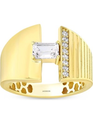 Assos Pırlanta Taşlı Tasarım Altın Yüzük - 14K