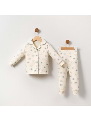 Güneş Desenli Bebe Yaka Pijama Takımı - BC-2413-İNDIGO-6 - 9 Ay Indigo