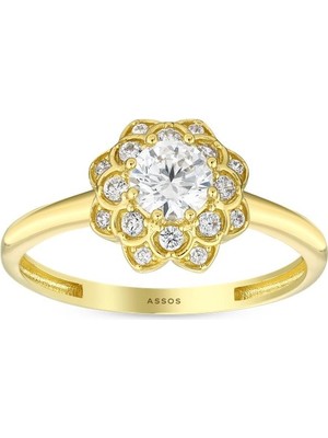 Assos Pırlanta Altın Tektaş Yüzük - 14K