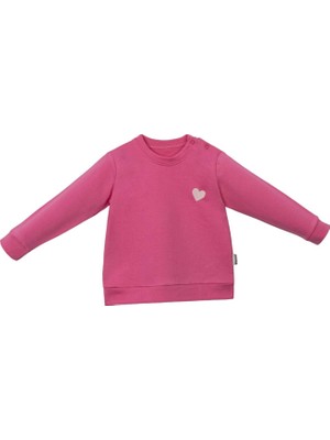 Lıttle Heart Nakışlı Iki Iplik Kız Sweatshırt - NEC231231-FUŞYA-1 - 2  Yaş Fuşya