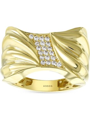 Assos Pırlanta Altın Taşlı Tasarım Yüzük - 14K