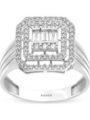 Assos Pırlanta Altın Baget Yüzük - 14K