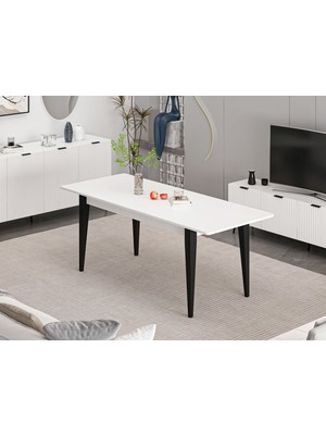 Minar Kale Plus Açılır Yemek Masası Beyaz/beyaz