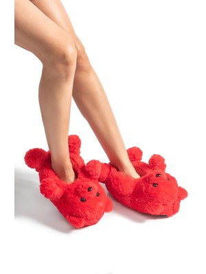 Twigy Teddy Kadın Hayvanlı Panduf Kırmızı 36/41