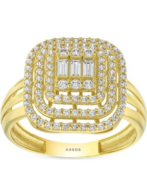 Assos Pırlanta Baget Taşlı Altın Yüzük - 14K