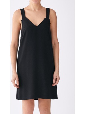 ROMAN Askılı Düğme Detaylı  Mini Kadın Elbise Siyah K1911023_001