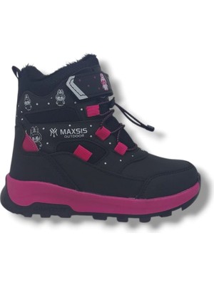 Zerhan 054 Kız Çocuk Siyah Fuşya Cırt Cırtlı Treking Bot