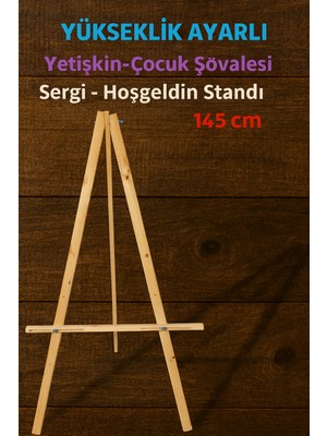 O&S Ahşap Şövale, Resim Ressam Sehpası, Sergi Şövale, Tuval Tutucu, 145 cm Ahşap Şövale