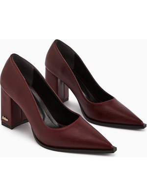 Limoya Lucy Bordo Kalın Topuklu Ayakkabı Kadın Stiletto