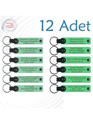 Miawiki Yeşil & Fıstık Yeşili, Bebek Kutlamalarına Sürpriz Hediye, 12’li Set, Isim ve Mesaj Yazılı Hatıra