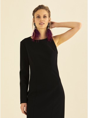 ROMAN Tek Omuz Yırtmaçlı  Gece Elbisesi Siyah K1911548_001