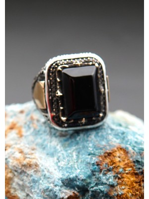 925 Ayar Gümüş Erkek  Oltu Taşı Yüzük SY00089