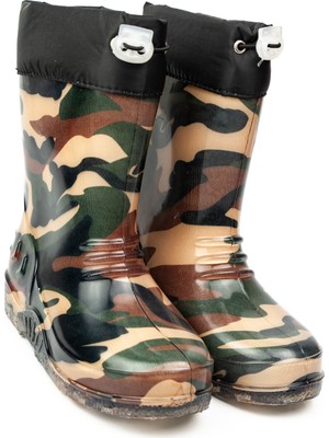Babalı 15105 Emek Ulaş Kahverengi Kamuflaj Erkek Çocuk Yağmur Çizmesi
