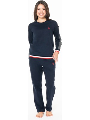 U.s Polo Assn. 20116 Kadın Uzun Kollu Bisiklet Yaka Rahat Ev Giyim-Lacivert