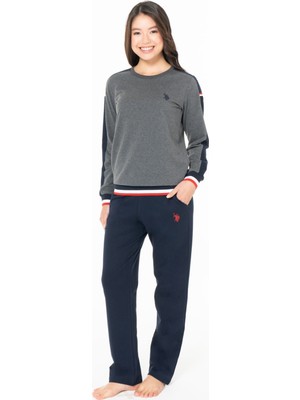 U.s Polo Assn. 20116 Kadın Uzun Kollu Bisiklet Yaka Rahat Ev Giyim-Antrasitmelanj