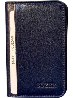 Mini Boy Ikiye Katlı Slim Basic Model Hakiki Deri Kredi Kartlık Lacivert