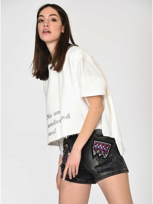 ROMAN İşlemeli Jean Şort Siyah Y1953111_001