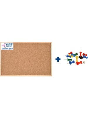 Sert Kırtasiye Ahşap Çerçeve Mantar Pano 60 x 90 cm + Harita Çivisi