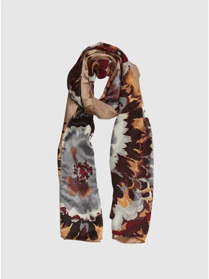 ROMAN Desenli  İpek Kadın Şal Kahve K1984104_005