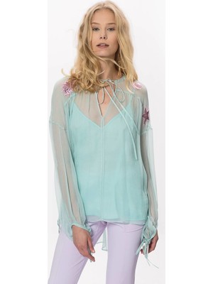ROMAN İşlemeli Transparan Mint Bluz Mint Y1713109_097