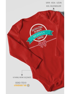 Morivo Kids Babacım Bu Sene Ki Hediyen Benim Baskılı Bebek Zıbını – Çıtçıtlı Body 8 Renk | %100 Pamuk Uzun Kol