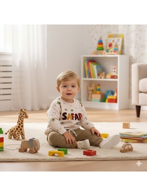 Erkek Bebek 6/12 Ay Safari Baskılı 2'li Alt Üst Takım