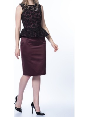 ROMAN Üzeri Dantel Detaylı Abiye Elbise Bordo K1311225_008