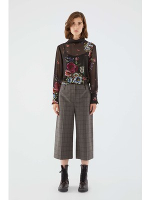 ROMAN Kısa Paça Ekoseli Kadın Pantolon Standart Renk K2112048_089