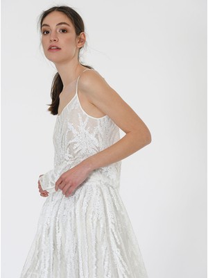 ROMAN Payetli Bluz Beyaz Y1913016_002