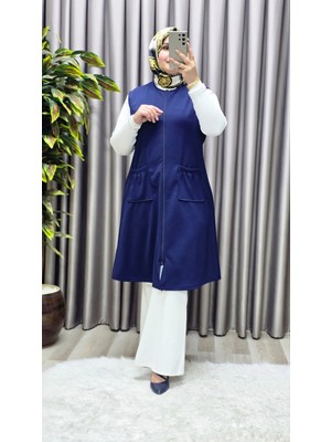 Elmas Tesettür Kadın Büyük Beden Rahat Kalıp Ottoman Kumaş Dört Mevsim Çelik Örme Yelek