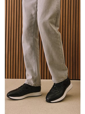 Ziya, Erkek Hakiki Deri Sneaker 1531026Z315 Siyah