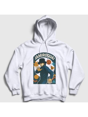 Presmono Unisex Beyaz Virtual Insanity Jamiroquai Kapüşonlu Sweatshirt